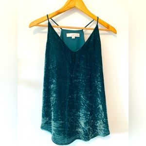 Loft green velvet sleeveless blouse - XS